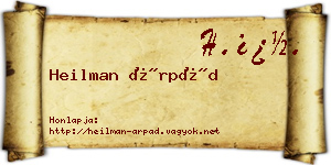 Heilman Árpád névjegykártya